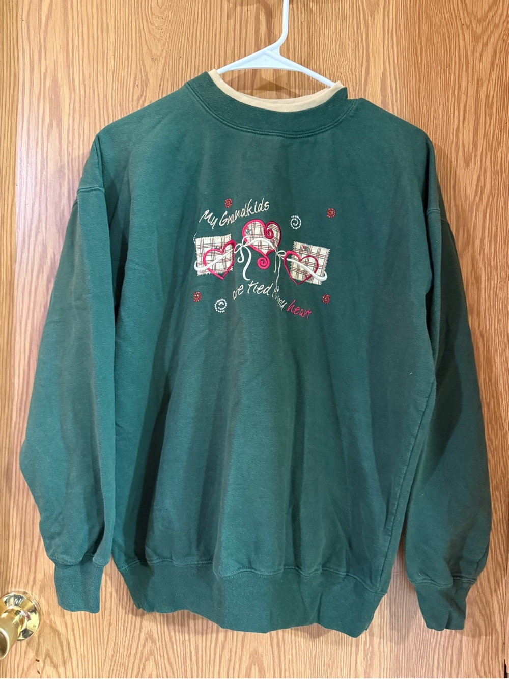 Forest Green Crewneck Sweatshirt with Heart Embroidery